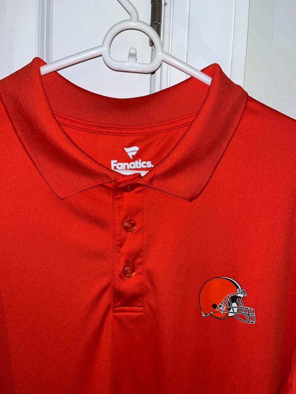 Orange Fanatics Cleveland Browns Helmet 100% Poly Golf Polo Shirt The Draft mark